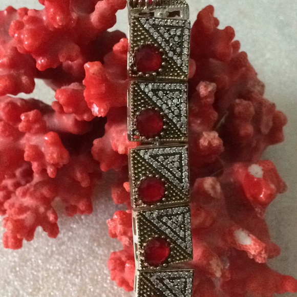 Vintage Kashmir ruby and white topaz bracelet